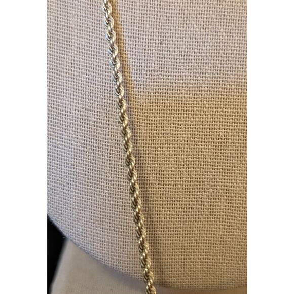 Blue Stone Bezel Set in Sterling Silver on Vintage Heavy Sterling Rope Chain - Picture 8 of 16